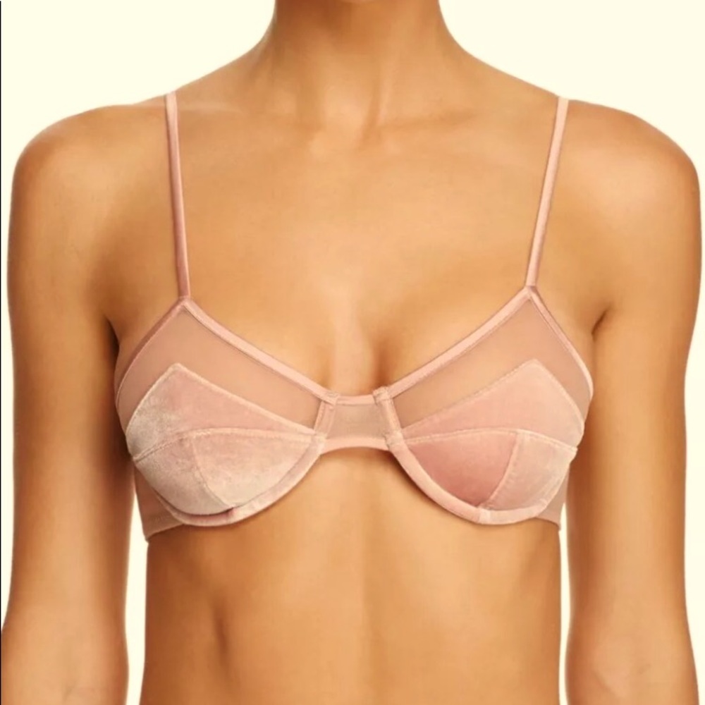 Kendall + Kylie 32C Velvet, Mesh, & Silk Bra